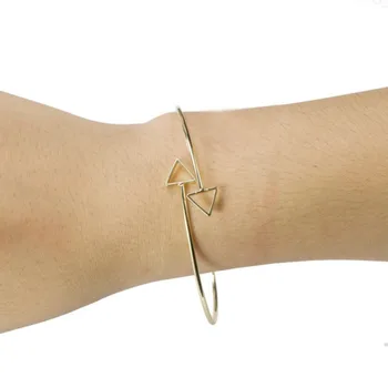 1pc Nye Geomtric Dobbelt Trekant Wire armbånd Armbånd Justerbar Simple Kvinder, Armbånd Guld, Sølv, Rose Guld-farve