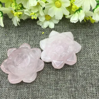 2 stk elsker gemstone drop shipping Naturlige rosa kvarts krystal smykkesten lotus reiki healing, chakra Julegave til kæreste