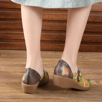 2020 nye nationale style læder tryg hoppe square dance kvinders pumper midaldrende enlige sko mor, sko, T-779