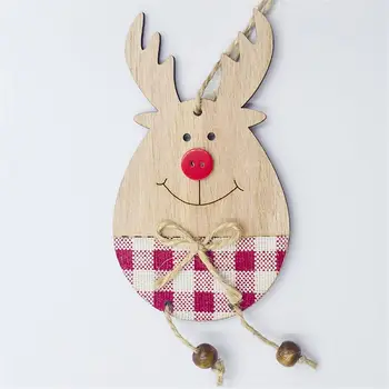 2020 Nye År Julepynt Træ-Smiley Elk Hamp Reb Vedhæng Knappen DIY Christmas Tree Dekoration Vedhæng 2stk FZ276