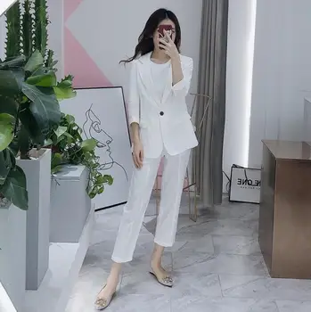 2020 Sommeren nye koreanske version af den afslappede slim løs bomuld og hør en lille knap, der passer ni bukser sæt to sæt af kvinder