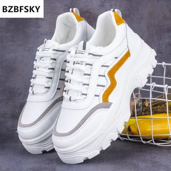 2021 Nye Mode Chunky Sneakers Kvinder Platform High Heel Tyk Sål Far Beige Sort Hvid Sko Casual Sko chaussures femme