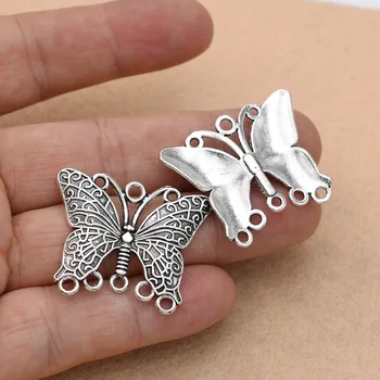 2stk Antik Silver Plated Butterfly Charms Vedhæng Smykker at Gøre Armbånd Resultater Håndværk Tilbehør 33x28mm