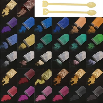 32 Stk. Natural Mineral Glimmer Pulver Epoxy Harpiks Farve Pigment, Farvestof Sæt 32 Farve Kosmetiske Klasse Glimmer Pulver Makeup Lip Sæbe Gøre