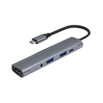 5 i 1 Type C-HUB til HDMI 4K USB 3.0 2.0 USB-C PD 60W Opladning o for Pro/Air Samsung med USB-C Bærbar