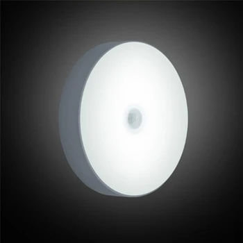6 LED-USB-Genopladelige PIR bevægelsesføler Lys Kontrol-LED  en Nat Lampe Magnet væglampe Varm Hvid Kabinet Sengen