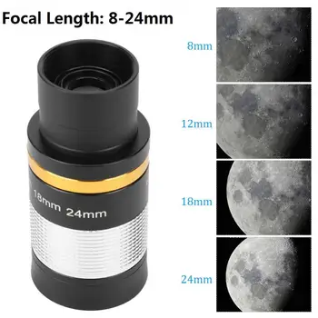 8 til 24-Millimeter-1.25-Tommer Okular for Telescope (Sort+Sølv)