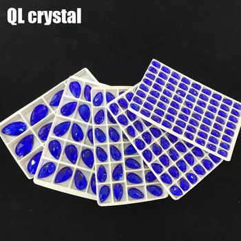 ALLE Størrelse QL Crystal 2018 populære Smykker blå Dråber Sy På Crystal Sten Syning På Rhinestone 2 Huller DIY Beklædningsgenstand, Kjole Gør