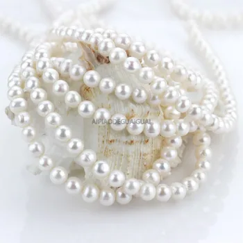 APDGG engros 5strands 7-8mm grade A+ runde hvide perle tråde løse perler kvinder dame smykker DIY