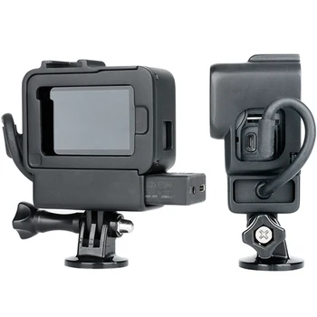 Beskyttende Boliger Tilfælde Vlogging Ramme Bur Mount med Mikrofon Kolde Shoe Adapter til go pro Hero 7 6 5 action kameraer