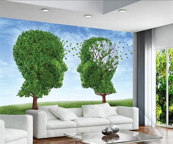 Brugerdefinerede 3d Stereoskopisk Tapet Kreative Træer Murales De Skrabet Minimalistisk 3d vægdekorationer Tykkere TV Baggrundsbillede