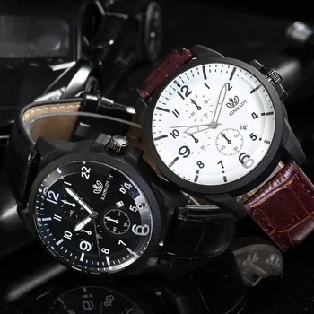 Business Mænd Ur Quartz Analog Læder Digitale Kalender Runde armbåndsur vægur mærkat nål ur til kvinder i rustfrit 30