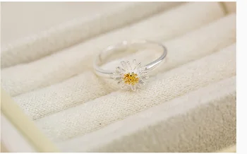 Daisy åbne 925 Sterling Sølv Ringe For Kvinder simple mode guld chrysanthemum Sterling Sølv Smykker Bague Femme