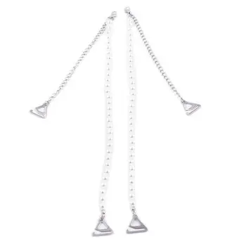 Damer Kvinder Dekorative Bh-Stropper 6mm/8mm Imiteret Perle Perlebesat Skulder Kæde Aftagelig Erstatning for Brudekjole Q6PB