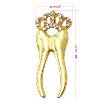 Dental Tænder Form Gave Tand Rhinestone Krone Form Dekoration Broche Badge til Tandlæge Klinik Tandplejer Pin Tilbehør