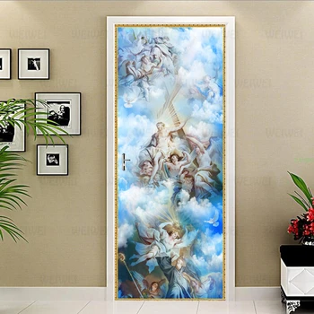 DIY 3D Døren Mærkat Europæiske Religiøse Figur Angel Tapet PVC Vandtæt selvklæbende Plakat Stue Døren Indretning Decals