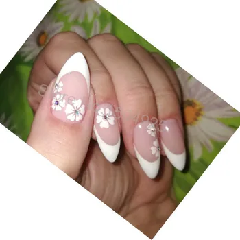DIY White Flower Nail Stickers Dekoration Manicure Folie 3D Nail Art Dekorationer Klistermærker Design Selvklæbende Blonder Nail Decals Slider
