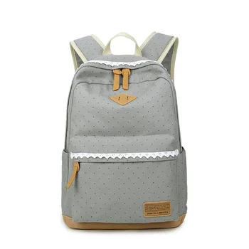 Dot Casual-Canvas-Backpack Taske Mode Søde Lette Rygsække til Teen Unge Piger Preppy Stil College School-Rygsæk