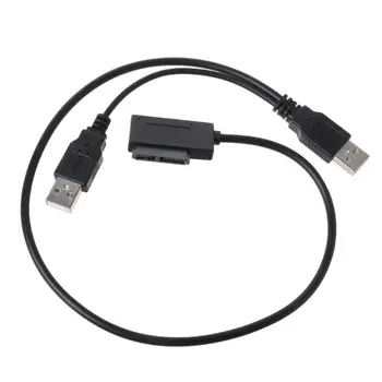 Dual USB 2.0 til 7+6-Pin Slimline Slank SATA Kabel-Adapter til Bærbare Laptop ULIGE
