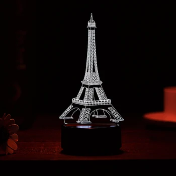 Eiffel Tower 3D LED Nat Lys Kreative Ambient Light bordlampe Hjem Belysning Bulbing farveskift Luminaria Børn Gaver Ny