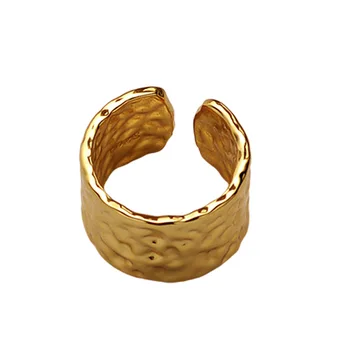 Europæiske og Amerikanske Enkle Design Forstand S925 Sterling Sølv Hamret Ring Kvindelige Åben Hamrede Tekstur Index Finger Ring