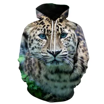 Foråret 2020 Nyeste Leopard Print Mænd Hoodie 3D Printet Løs Tynd dyr Hoodie Mode Afslappet Pullover