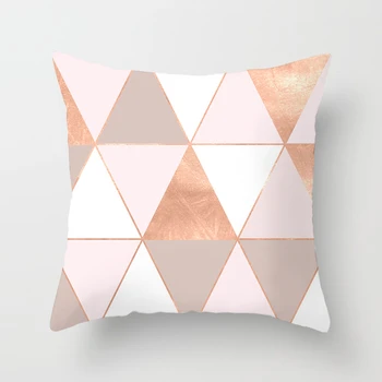Fuwatacchi Pink Geometrisk Pude Dække Bølge Dot Pil pudebetræk for Hjem Sofa Stol Dekorative Pudebetræk Hvid Ternet