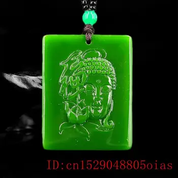 Grøn Jade Buddha Vedhæng Smykker til Kvinder Mode Naturlige Gaver Jadeite Amulet Mænd Halskæde Skåret Kinesisk