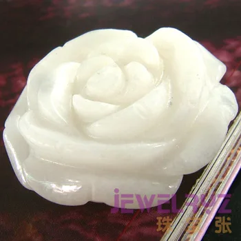 Hailambo Mode Smuk Hvid Jade Skåret Rose Vedhæng Gem-Stone blomstervedhæng Figur Heldig Smykker til Pige Gave RP04#