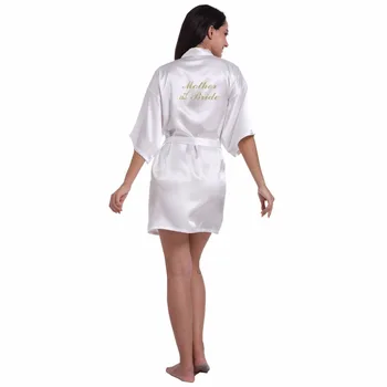 Hvid Mor til Bruden kjole Brev Golden Glitter Print Kimono Klæder Kvinder Bachelorette Bryllup Preparewear Brude Fest Robe