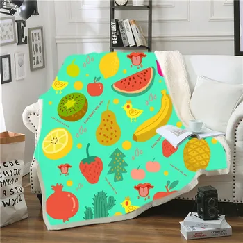 Jordbær/Banan/Kiwi/Vandmelon Flannel Tæppe Farverige Frugt Fleece Tæppe Til Soveværelse Smide Tæppe Home Decor Tæppe