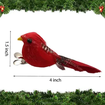 Jul Kunstige Fugl, med Klip Pack af 8stk Christmas Tree Dekoration