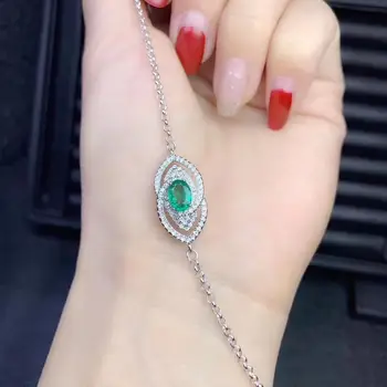 KJJEAXCMY boutique smykker 925 sterling sølv indlagt Naturlige emerald Kvindelige armbånd støtte påvisning udsøgt fine