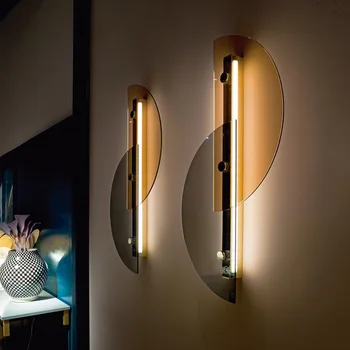 Lamparas de techo colgante moderna sten lys svanehals spejl, lys krystal korridor væglampe midtergangen seng, væg-lampe