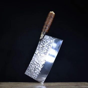 Longquan ghost hånd-lavet gammel hånd-smedet køkkenkniv kok pålægsmaskine pålægsmaskine kød skærende kniv skære kniv dobbelt formål kniv