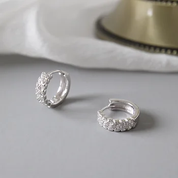 Mode Sterling sølv øreringe simpel Cirkel Lille Klar Zircon hoop øreringe til kvinder sølv 925 smykker aretes серьги
