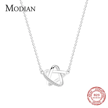 Modian Hot Salg 1005 925 Sterling Silver 3D Stjerner Mode Halskæde Vedhæng Til Kvinder 2019 Sød Kæde Sølv Smykker Bijoux