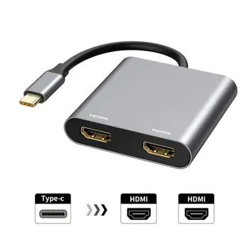 Multi-funktion Praktisk 2-i-1-C-Hub med Dual HDMI 4K To Screen Display USB-C-Dockingstation Converter Adapter