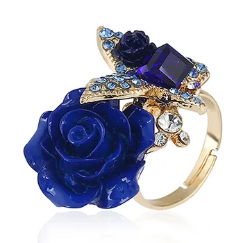 Nye 6-farve harpiks Krystal-Sommerfugl i Rose Gold justerbar kvindelige bryllup fashion statement ring