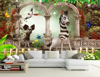 Nye Brugerdefinerede 3D Store Vægmaleri Tapet Tegnefilm fantasi zebra dog børneværelse TV Baggrund stuen Soveværelset
