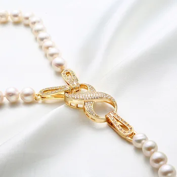 Nye koreanske version af naturlige ferskvands perle sweater kæde runde og stærke lys sterling sølv tilbehør
