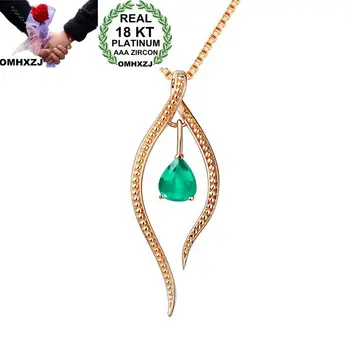 OMHXZJ Engros Europæiske Mode Kvinde, Pige Bryllup Part Gave Geometriske Emerald 18KT hvidguld Vedhæng Halskæde NA128