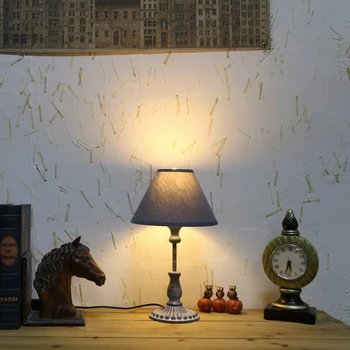 OYGROUP Vintage bordlampe Grå Stof Skorsten Strygejern lygtehus Hjem Dekoration til stuen, Soveværelset ved siden af Sengen E14 Ingen Pære