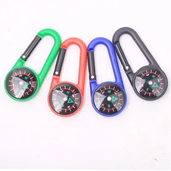 Plast Multifunktionelle Vandring Metal Karabinhage Mini Kompas udendørs sportslige varer Tilfældig Farve
