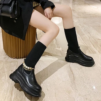 Platform boot gotiske sokker støvler damer vinter sko kvinde fladskærms womans støvler platform sko til kvinder 2020 kvinder strække støvler
