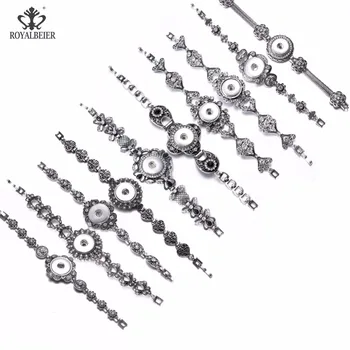 RoyalBeier Nyeste Passer 18mm Snap-Knap Armbånd&Armbånd Mode Rustfrit Stål Kæde Rhinestone Armbånd Til Kvinde