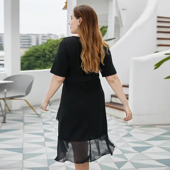 Sommeren Kvinder O-Hals, Korte Ærmer 4XL Plus Size Elegant Kjoler, Mode Afslappet Slank Solid Farve Chiffon Kjole Femme Vestido 2020