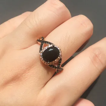Sort Bore Ring Kombination, Ring for Kvinder To-tone Mikro-indlagt Sort Hvid Ring Smykker Zircon Engagement Ring