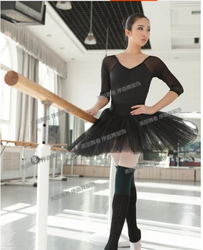 Sort fahsion M-XXL Sexet Dancewear Ballet Trikot Motion pige dance tøj se-gennem trikot jakkesæt voksen