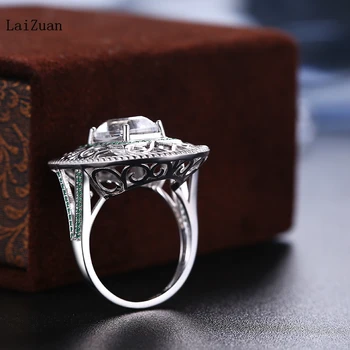 Sterling Sølv Engagement Bane & Gren 10x7mm Pude Cubic Zirconia Ring Ladys